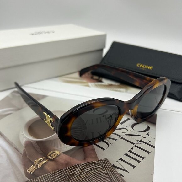 Celine Brown Triomphe 01 Oval Sunglasses - Picture 1 of 6